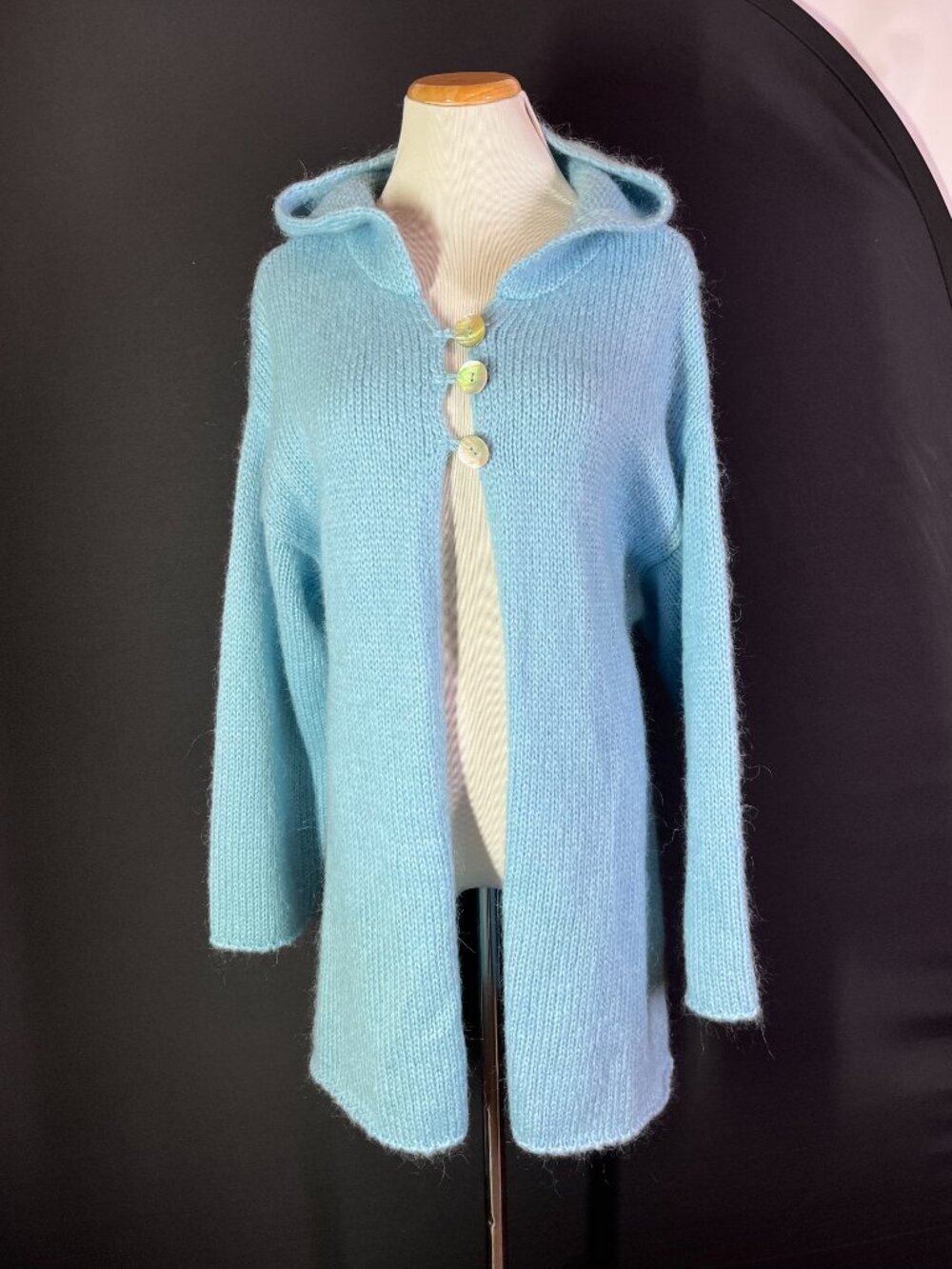 Soft Surroundings Size S Hooded Cardigan Fuzzy Knit Acrylic Wool Mohair Blend